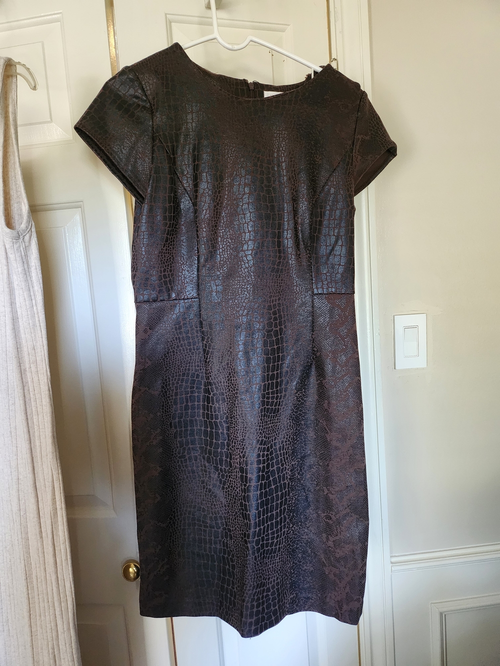 Chico's Faux Croc Sheath Dress in Dark Brown